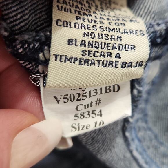 17/21 Dark Wash Stretch Decorative Stitching Zip Button Closure Slight Flare 10 - Picture 14 of 14